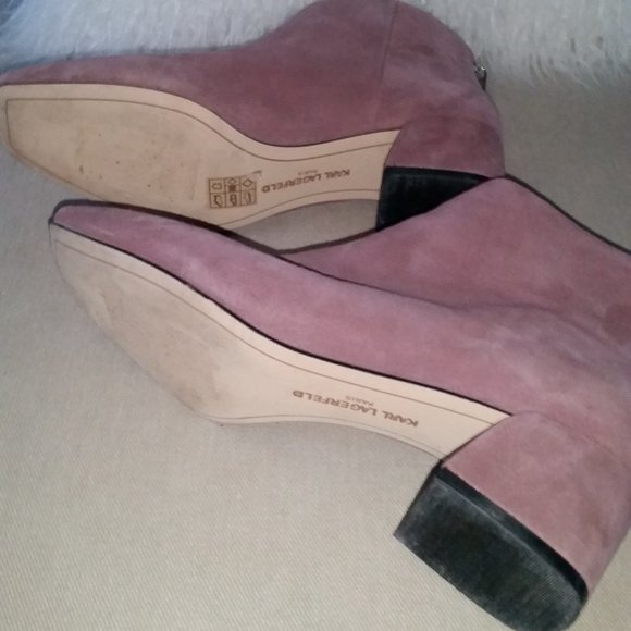 Karl Lagerfeld Hayden bootie suede dusty mauve EUC - Picture 4 of 5